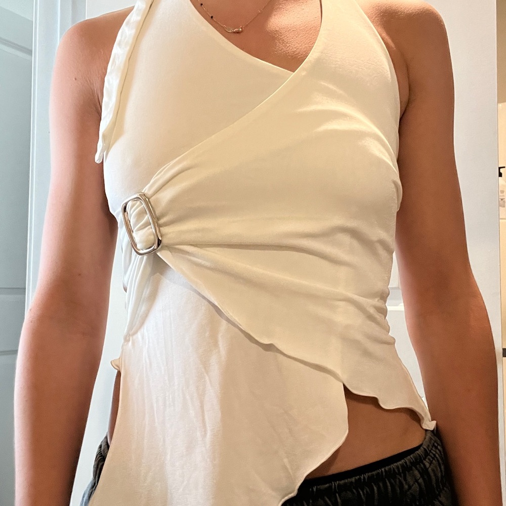 I.AM.GIA. White Halter Wrap Top. New with tags.